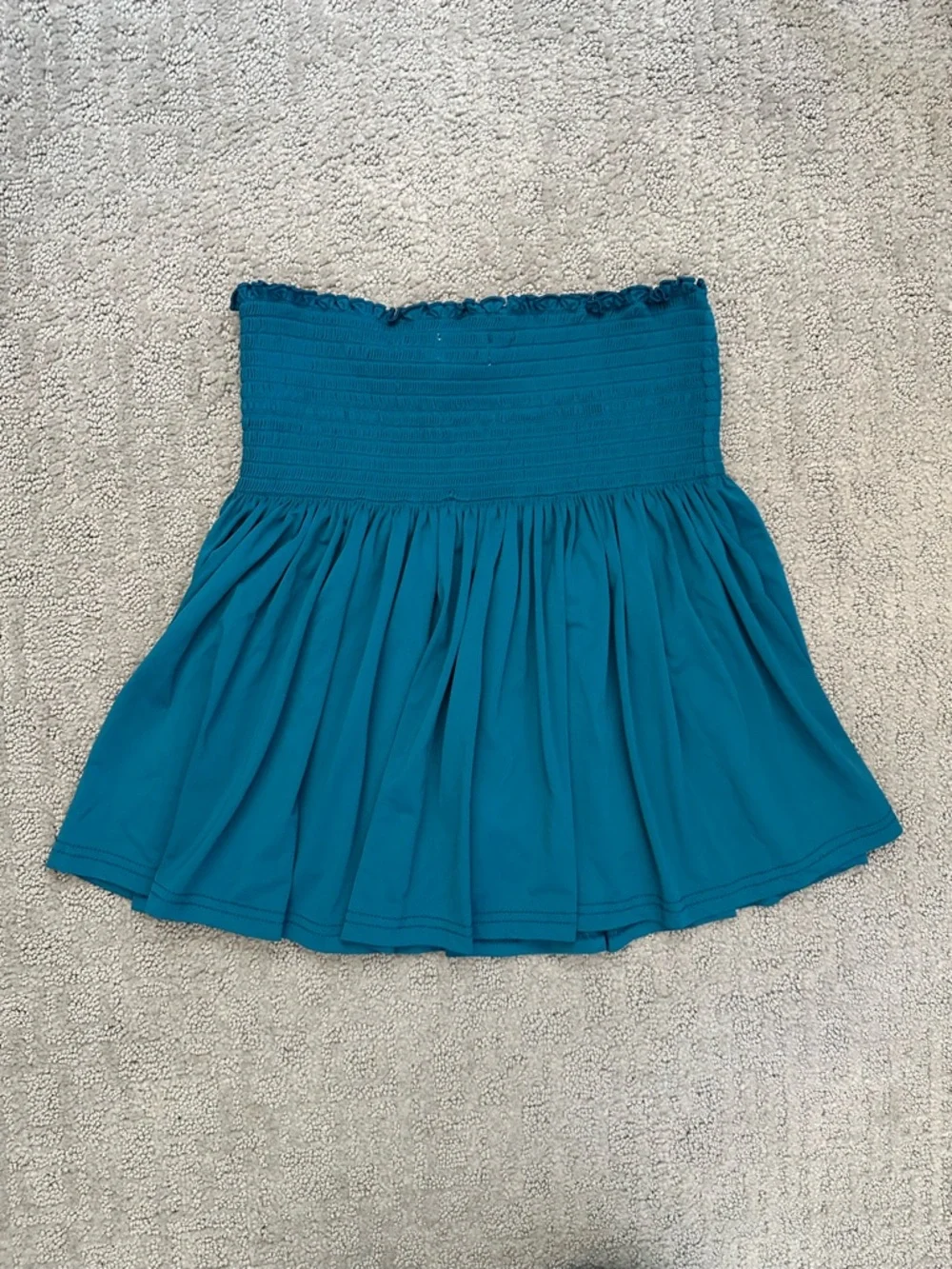 Natural Life Teal Smocked Skort Built-In Shorts Boho Mini S